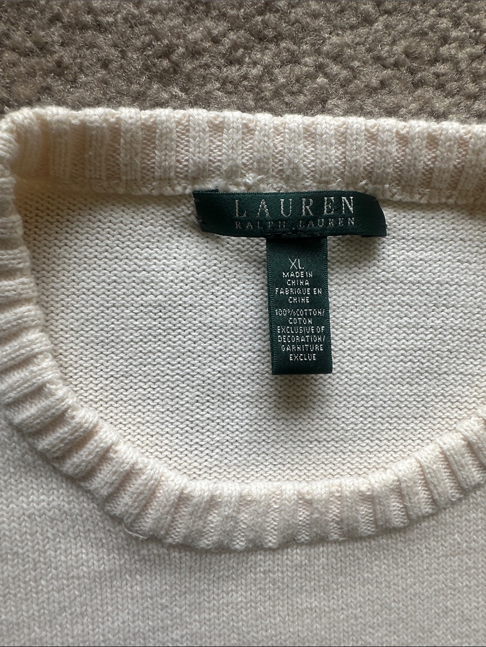 Cream Lauren Ralph Lauren Sweater XL - Picture 4 of 6